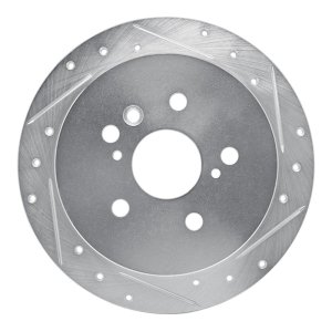 Lexus RX350 Brake Rotor (1) - Rear Right - R1 Concepts - Drilled & Slotted - Silver - `04-`09